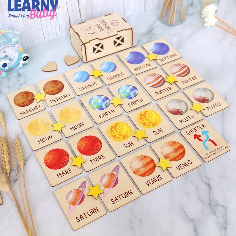 Space Memory Game, Montessori Matching Cards for Kids, Early Cognitive & Memory Skills, Ages 2–5 FCLB04