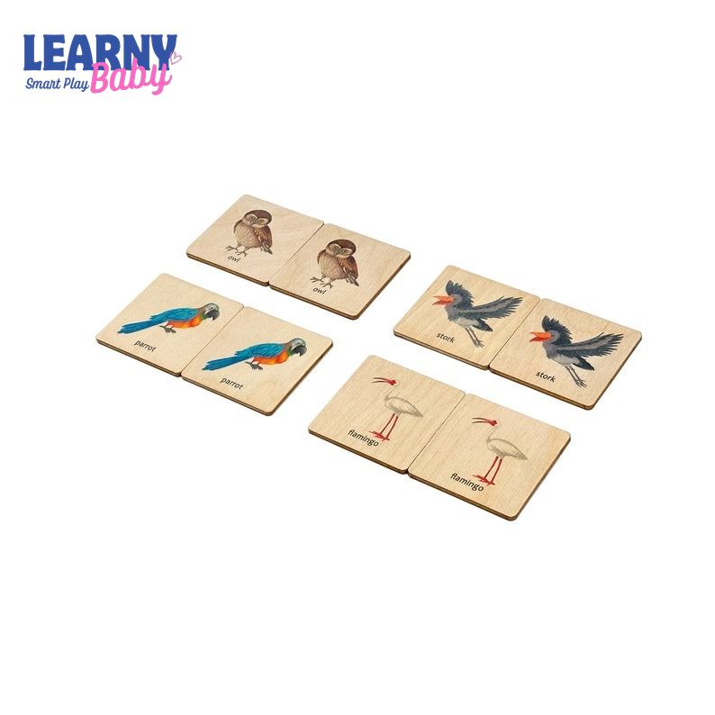 Montessori Wooden Birds Memory Game, Matching Flash Cards for Toddlers, Early Cognitive & Memory Skills, Ages 1–4 FCLB09