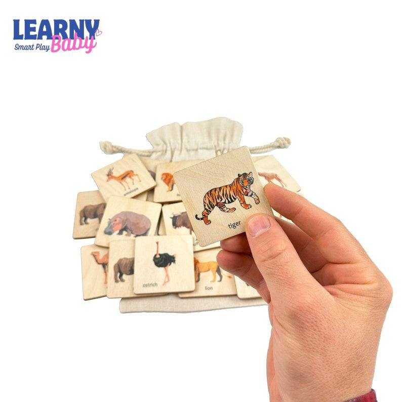 Wooden African Animals Memory Game, Montessori Safari Matching Puzzle, Early Cognitive & Memory Skills, Ages 2–5 FCLB8