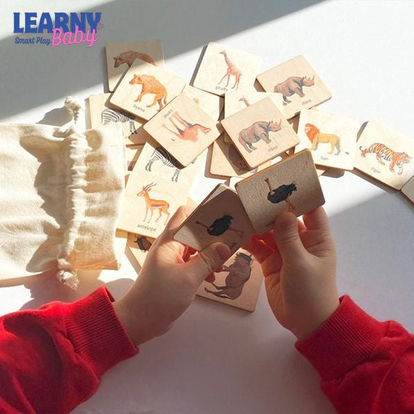 Wooden African Animals Memory Game, Montessori Safari Matching Puzzle, Early Cognitive & Memory Skills, Ages 2–5 FCLB8