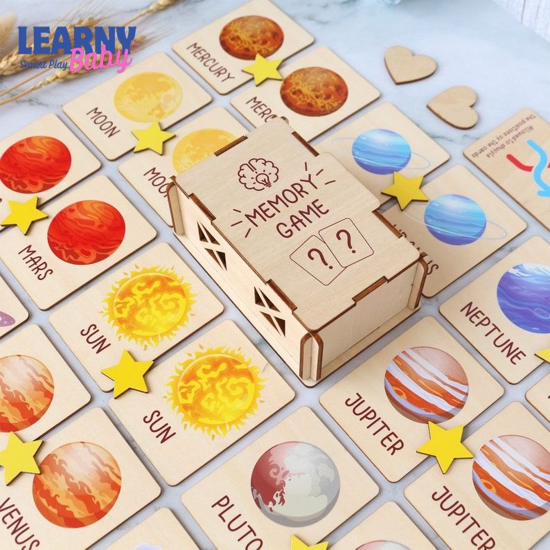 Space Memory Game, Montessori Matching Cards for Kids, Early Cognitive & Memory Skills, Ages 2–5 FCLB04