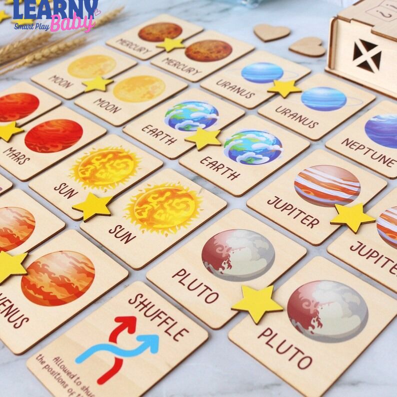 Space Memory Game, Montessori Matching Cards for Kids, Early Cognitive & Memory Skills, Ages 2–5 FCLB04