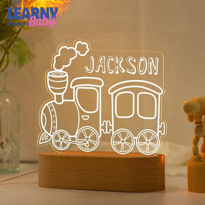 Personalized Train Night Light, Baby Boy Night Light, Cute Night Light, Birthday Gifts For Kids, Christmas Gifts for Toddlers, Nursery Decor NL12
