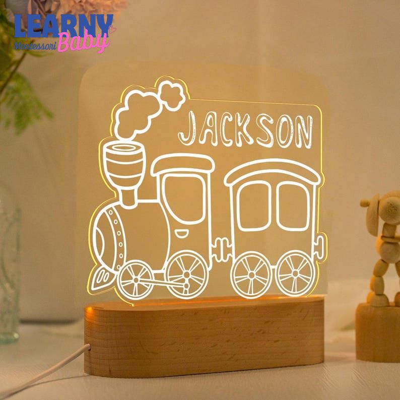 Personalized Train Night Light, Baby Boy Night Light, Cute Night Light, Birthday Gifts For Kids, Christmas Gifts for Toddlers, Nursery Decor NL12