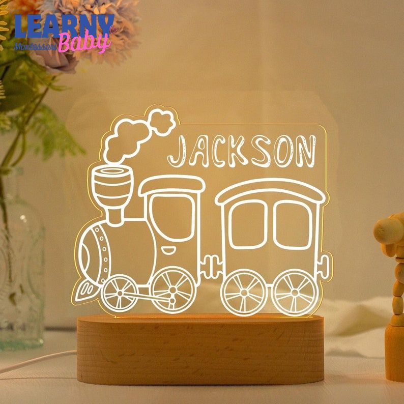 Personalized Train Night Light, Baby Boy Night Light, Cute Night Light, Birthday Gifts For Kids, Christmas Gifts for Toddlers, Nursery Decor NL12