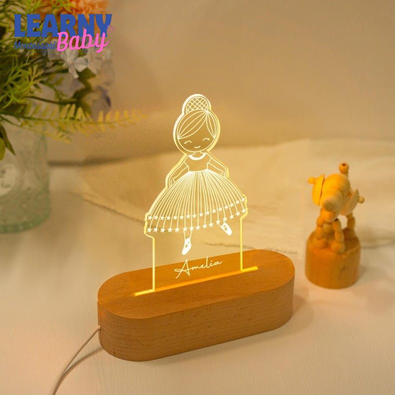 Personalized Ballerina Girl with Name,Custom Night Light with Name, Nursery Room Lamp, Christening Gift, Ballet Gift, Birthday Gift for Her NL11