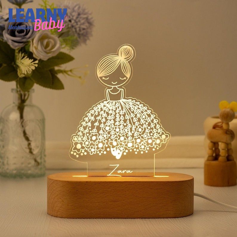 Personalized Ballerina Girl with Name,Custom Night Light with Name, Nursery Room Lamp, Christening Gift, Ballet Gift, Birthday Gift for Her NL11