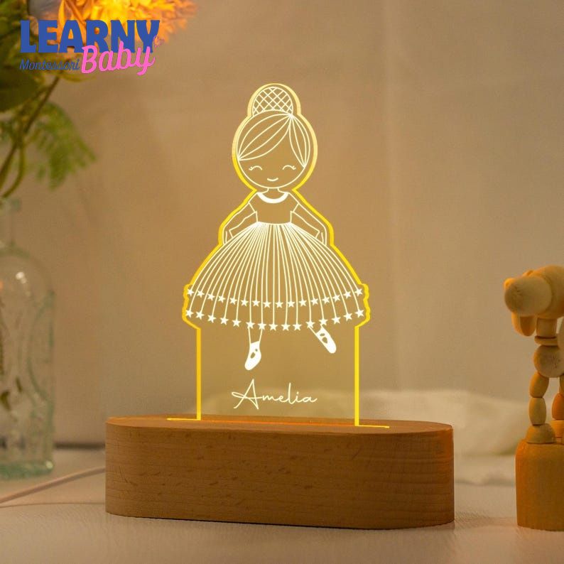 Personalized Ballerina Girl with Name,Custom Night Light with Name, Nursery Room Lamp, Christening Gift, Ballet Gift, Birthday Gift for Her NL11