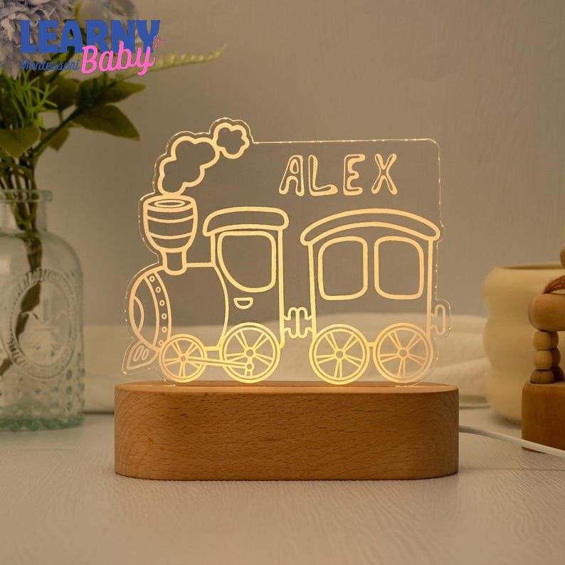 Personalized Train Night Light, Baby Boy Night Light, Cute Night Light, Birthday Gifts For Kids, Christmas Gifts for Toddlers, Nursery Decor NL12