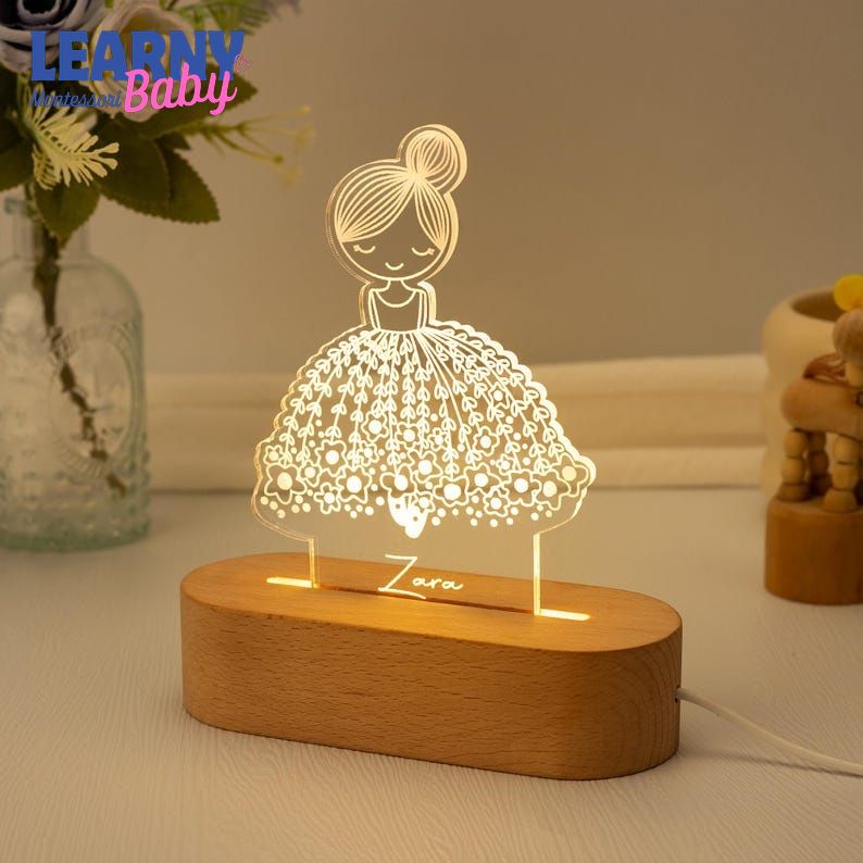 Personalized Ballerina Girl with Name,Custom Night Light with Name, Nursery Room Lamp, Christening Gift, Ballet Gift, Birthday Gift for Her NL11