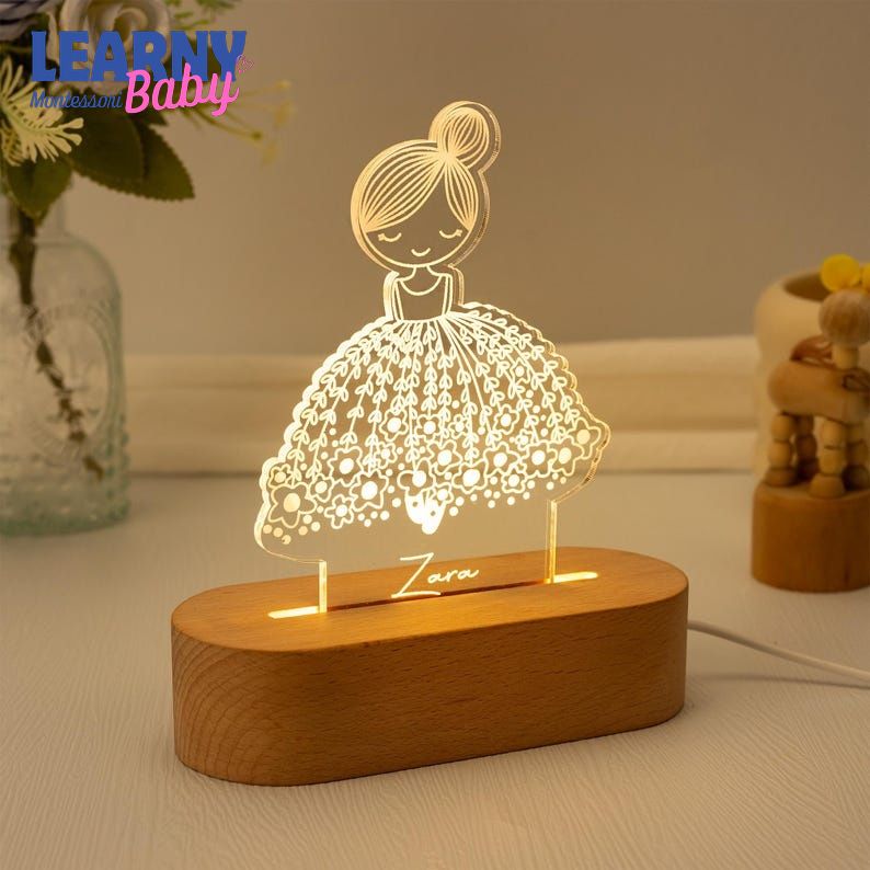 Personalized Ballerina Girl with Name,Custom Night Light with Name, Nursery Room Lamp, Christening Gift, Ballet Gift, Birthday Gift for Her NL11