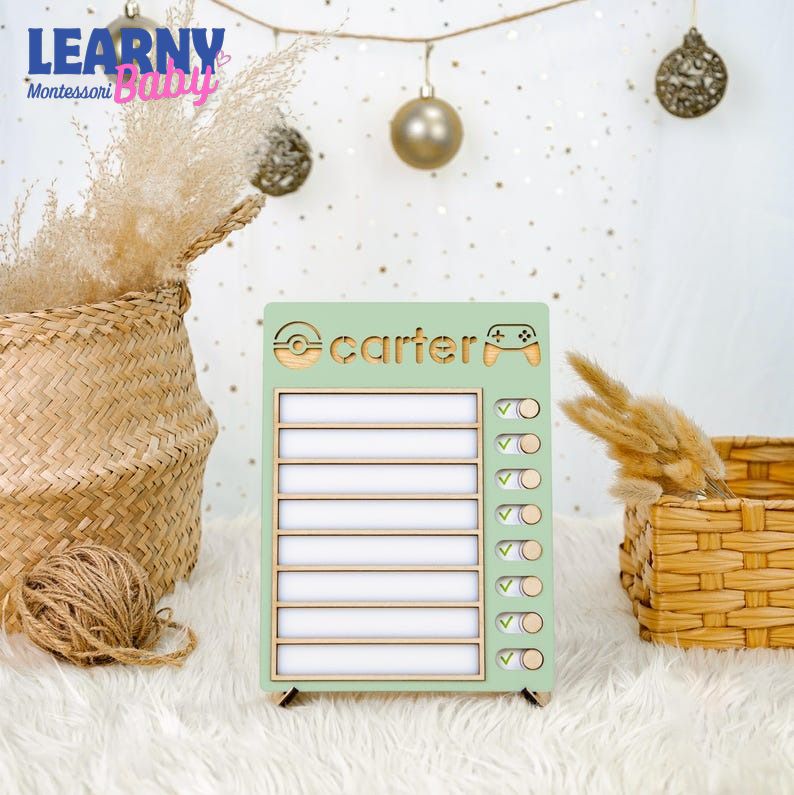 Customized Wooden Toddler Routine Chart, Visual Schedule for Kids, Daily Routine chart, Chore Chart for Kids, Homeschool Schedule