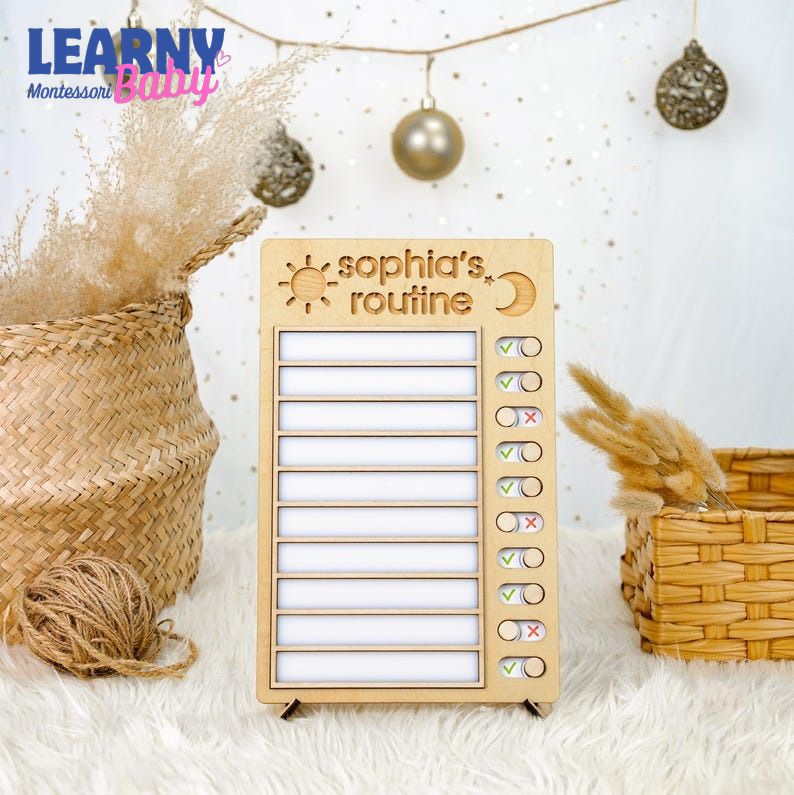 Customized Wooden Toddler Routine Chart, Visual Schedule for Kids, Daily Routine chart, Chore Chart for Kids, Homeschool Schedule