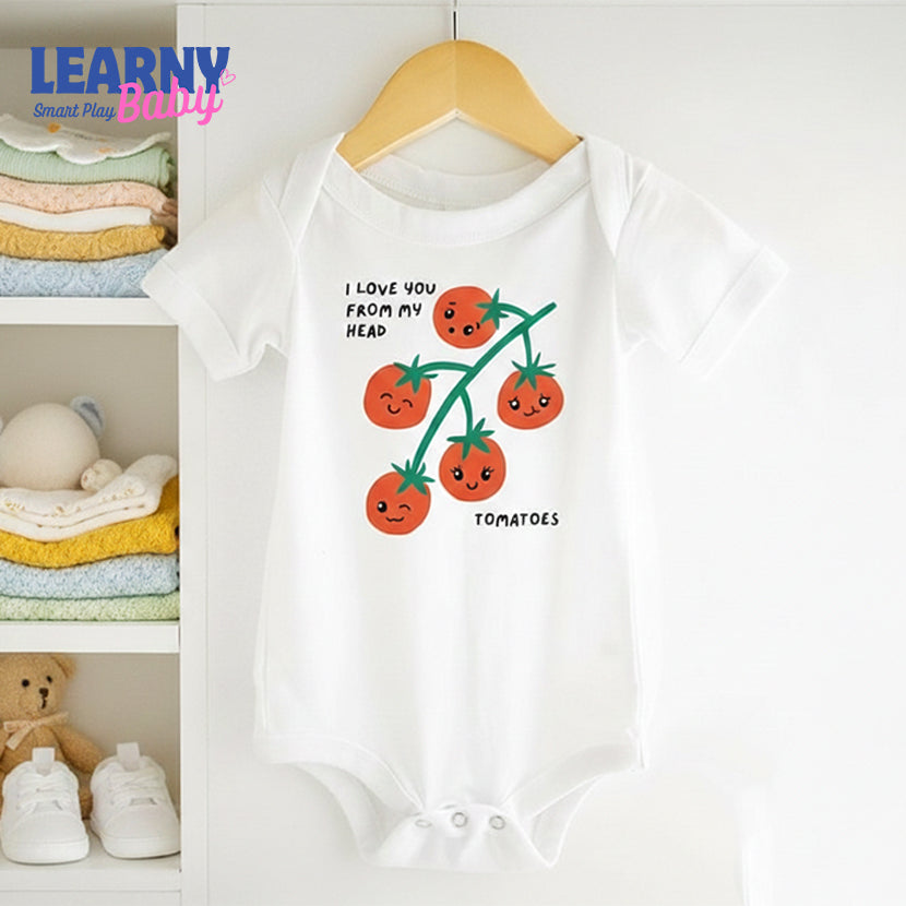 Cute Tomatoes Baby Onesie®, I Love You From My Head Tomatoes Baby Bodysuit, Cute Tomato Baby Shower Gift, Fruit Vegetable Baby Romper