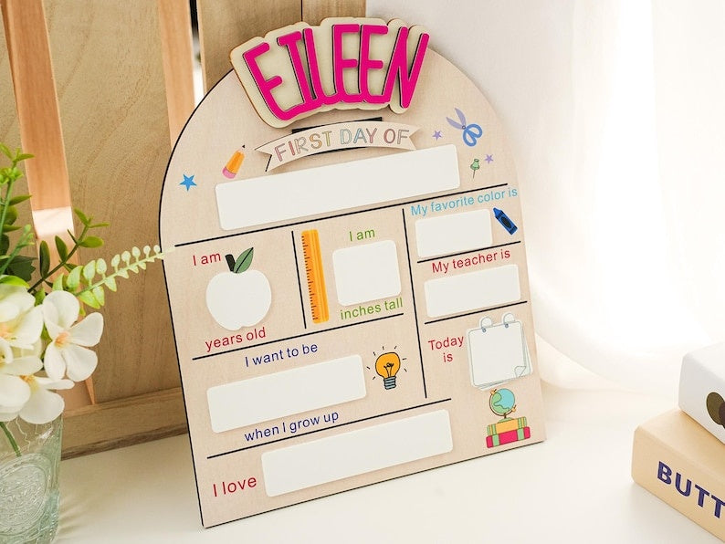 Custom First Day of School Sign, Back to School Sign, Preschool, Kindergarten 1st Day of School Sign, School Board, Last Day of School Sign