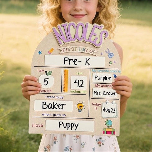 Custom First Day of School Sign, Back to School Sign, Preschool, Kindergarten 1st Day of School Sign, School Board, Last Day of School Sign