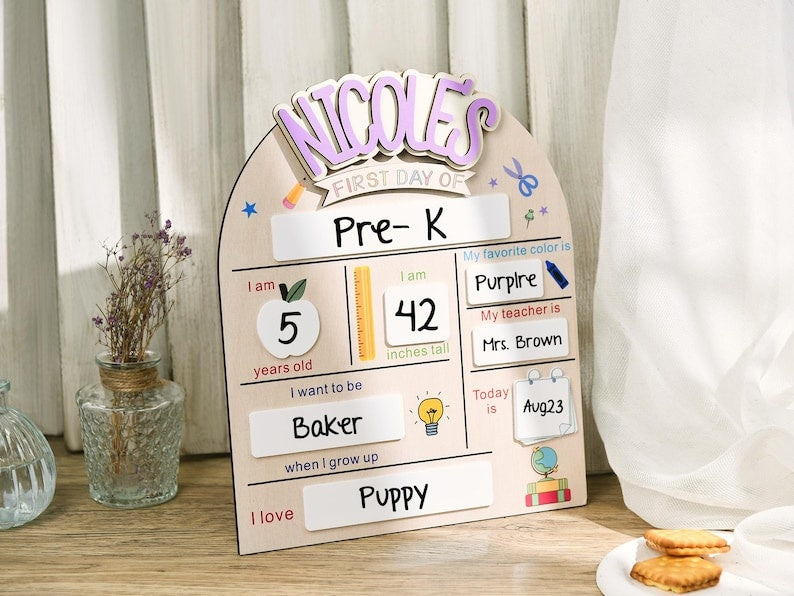 Custom First Day of School Sign, Back to School Sign, Preschool, Kindergarten 1st Day of School Sign, School Board, Last Day of School Sign