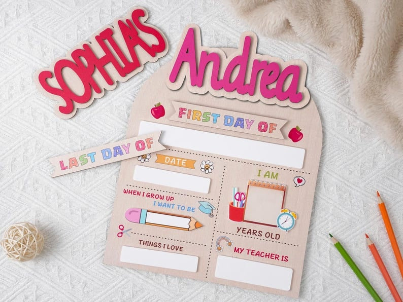 Custom First Day Of School Sign, Last Day of School Sign, Custom Name Sign, Preschool Back To School Dry Erase Sign, 1st Day of School Board