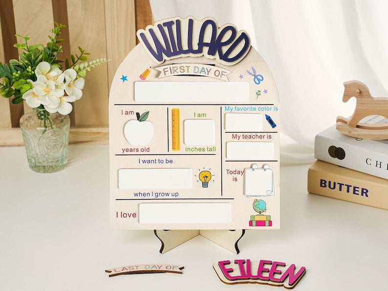 Custom First Day of School Sign, Back to School Sign, Preschool, Kindergarten 1st Day of School Sign, School Board, Last Day of School Sign