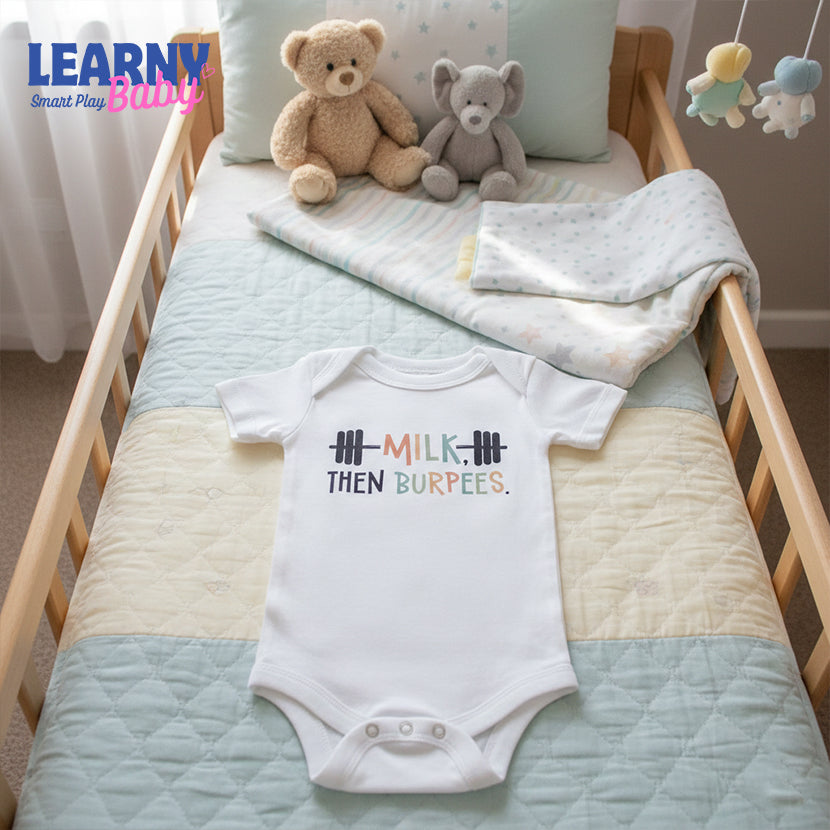 Milk Then Burpees Baby Onesie, Funny Baby Bodysuit, Baby Shower Gift, Newborn Baby Onesie®, Cute Baby Outfit, Gym & Crossfit Baby Bodysuit