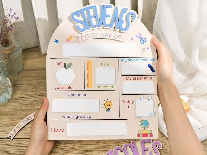 Custom First Day of School Sign, Back to School Sign, Preschool, Kindergarten 1st Day of School Sign, School Board, Last Day of School Sign