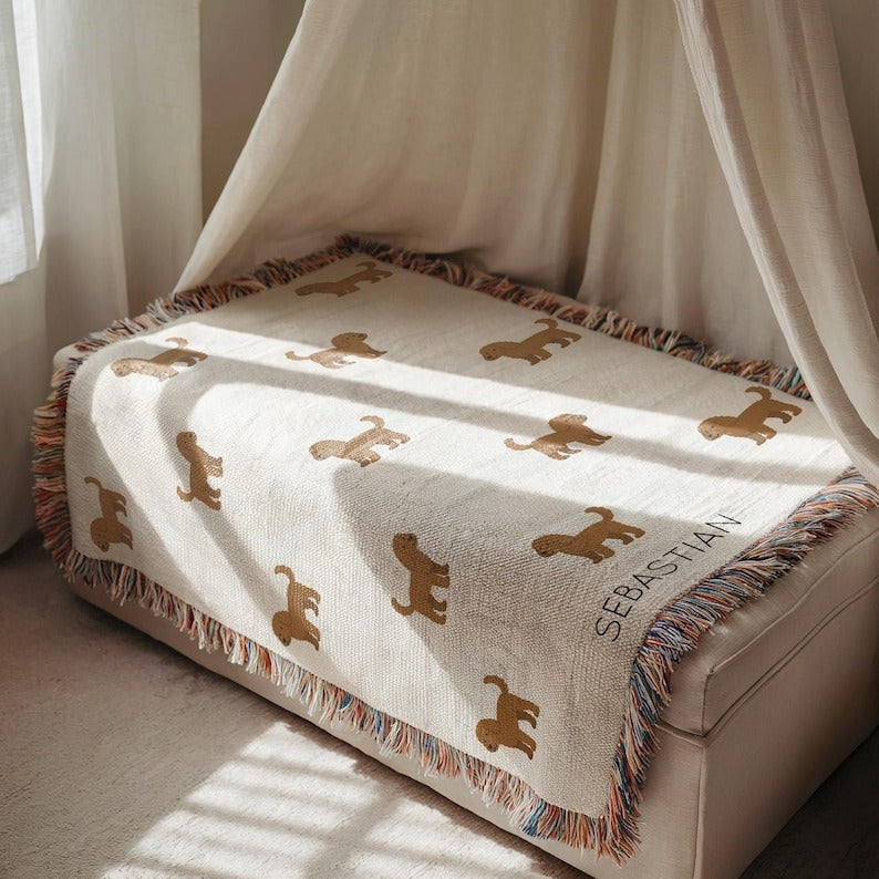 Personalized Goldendoodle Baby Blanket, Custom Name Dog Throw with Date, Puppy Lover Nursery Gift for Baby Boy Girl, Newborn Shower Present