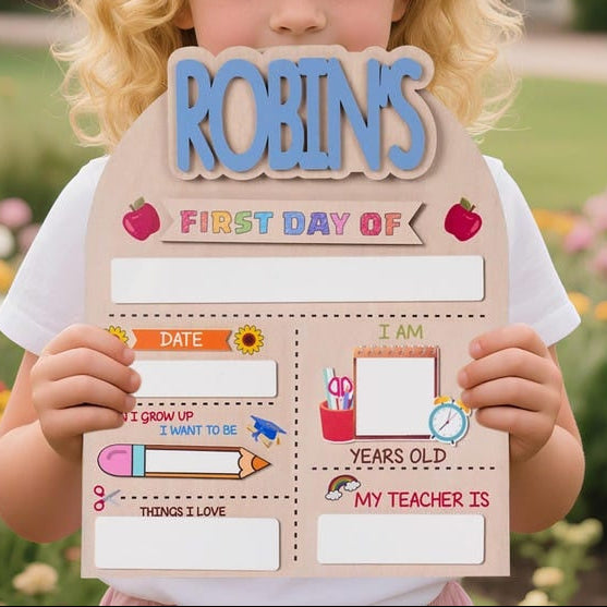 Custom First Day Of School Sign, Last Day of School Sign, Custom Name Sign, Preschool Back To School Dry Erase Sign, 1st Day of School Board