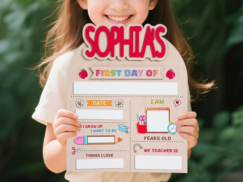 Custom First Day Of School Sign, Last Day of School Sign, Custom Name Sign, Preschool Back To School Dry Erase Sign, 1st Day of School Board