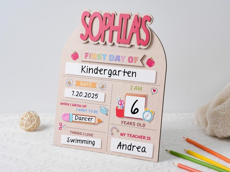 Custom First Day Of School Sign, Last Day of School Sign, Custom Name Sign, Preschool Back To School Dry Erase Sign, 1st Day of School Board
