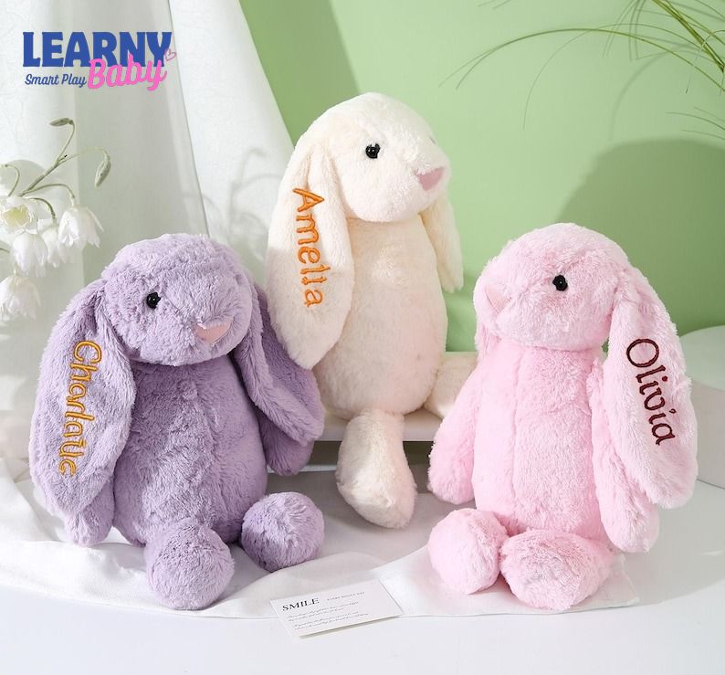 Baby Shower Gift, Custom Monogrammed Bunny Rabbit, Personalized Embroidered Bunny, Soft Plush Toy, Baby Gift, Newborn Gift, Flower Girl Gift