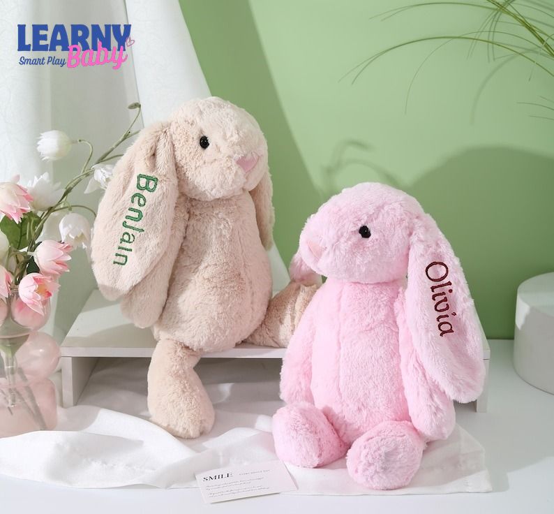 Baby Shower Gift, Custom Monogrammed Bunny Rabbit, Personalized Embroidered Bunny, Soft Plush Toy, Baby Gift, Newborn Gift, Flower Girl Gift