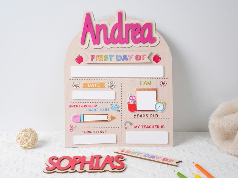 Custom First Day Of School Sign, Last Day of School Sign, Custom Name Sign, Preschool Back To School Dry Erase Sign, 1st Day of School Board