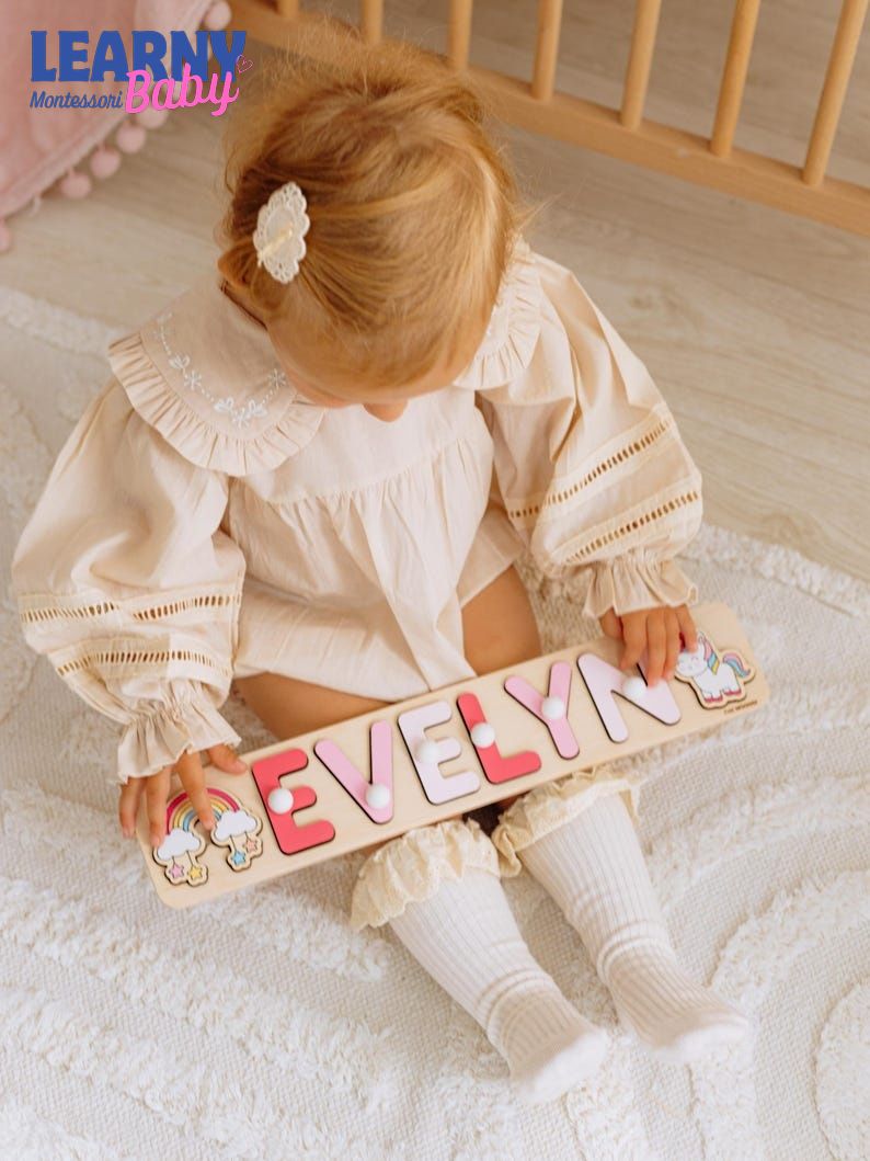 Wooden Name Puzzle. Personalized Name Puzzle. Custom Gifts for Kids. New Baby Gift. Baby Girl Nursery Decor. Nephew Gift. Baby Keepsake. BBLB28