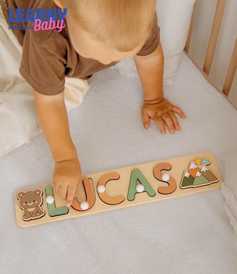 Wooden Name Puzzle. Personalized Name Puzzle. Custom Gifts for Kids. New Baby Gift. Baby Girl Nursery Decor. Nephew Gift. Baby Keepsake. BBLB28