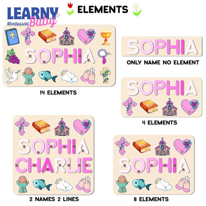 Baptism Gift Girl Wooden Name Puzzle, Personalized Name Puzzle, Baptism Puzzle Gift, Girl Baptism Gifts, Religious Puzzle, Christening Gifts BBLB30