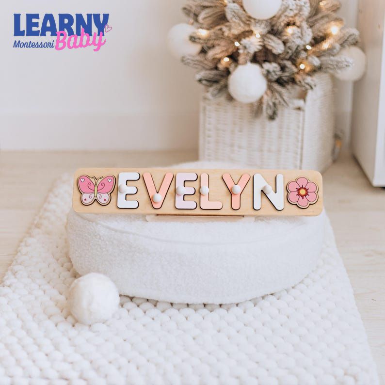 Wooden Name Puzzle. Personalized Name Puzzle. Custom Gifts for Kids. New Baby Gift. Baby Girl Nursery Decor. Nephew Gift. Baby Keepsake. BBLB28