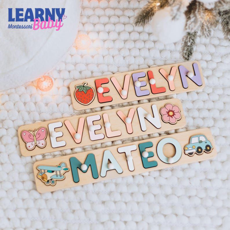 Wooden Name Puzzle. Personalized Name Puzzle. Custom Gifts for Kids. New Baby Gift. Baby Girl Nursery Decor. Nephew Gift. Baby Keepsake. BBLB28