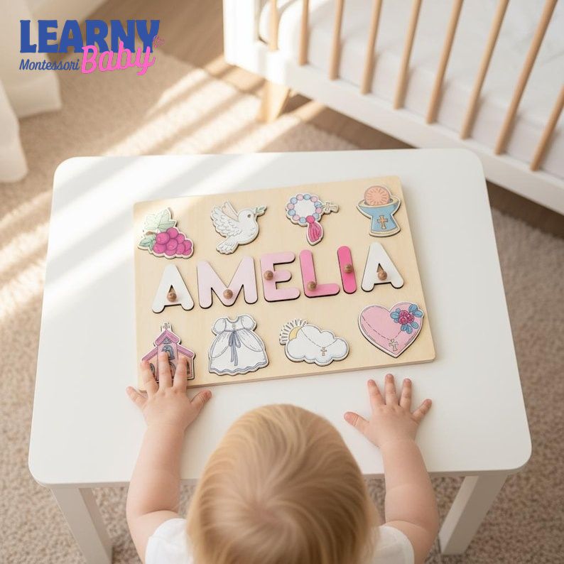 Baptism Gift Girl Wooden Name Puzzle, Personalized Name Puzzle, Baptism Puzzle Gift, Girl Baptism Gifts, Religious Puzzle, Christening Gifts BBLB30