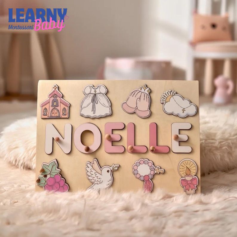 Baptism Gift Girl Wooden Name Puzzle, Personalized Name Puzzle, Baptism Puzzle Gift, Girl Baptism Gifts, Religious Puzzle, Christening Gifts BBLB30