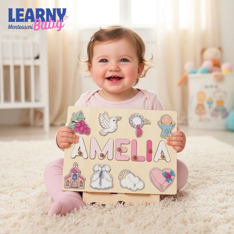 Baptism Gift Girl Wooden Name Puzzle, Personalized Name Puzzle, Baptism Puzzle Gift, Girl Baptism Gifts, Religious Puzzle, Christening Gifts BBLB30