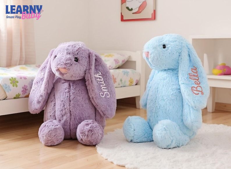 Baby Shower Gift, Custom Monogrammed Bunny Rabbit, Personalized Embroidered Bunny, Soft Plush Toy, Baby Gift, Newborn Gift, Flower Girl Gift