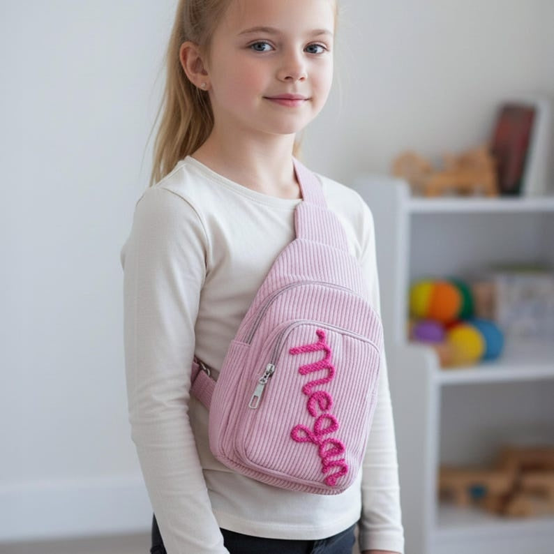 Custom Name Toddler Purse : Soft Corduroy Mini Sling Bag, Gift for Boys & Girls