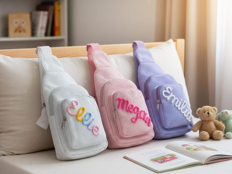 Custom Name Toddler Purse : Soft Corduroy Mini Sling Bag, Gift for Boys & Girls