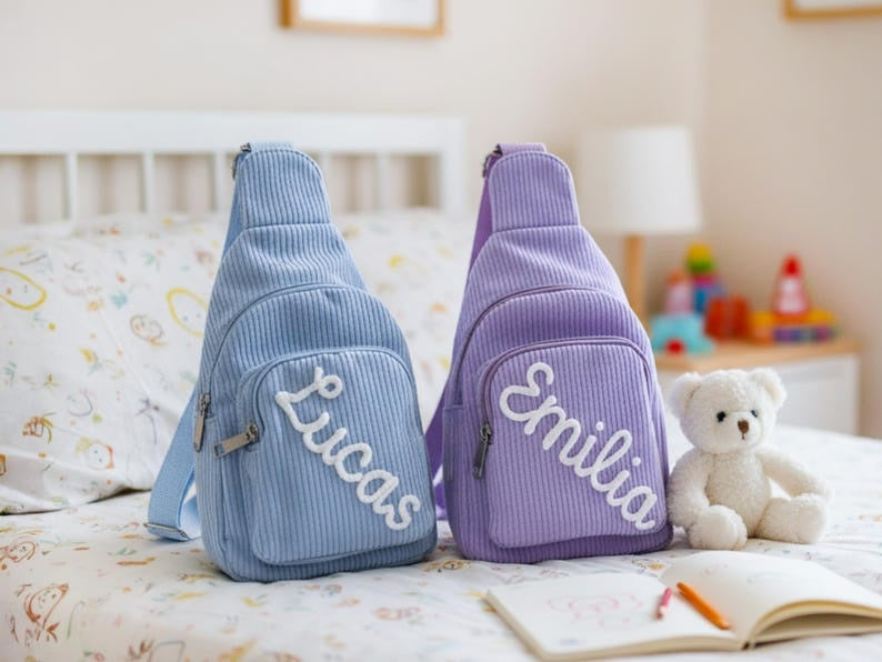 Custom Name Toddler Purse : Soft Corduroy Mini Sling Bag, Gift for Boys & Girls