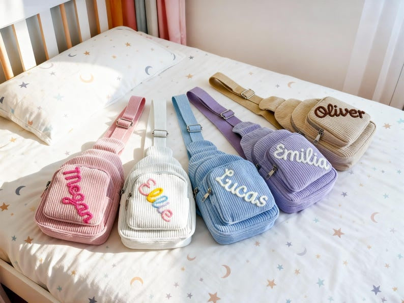 Custom Name Toddler Purse : Soft Corduroy Mini Sling Bag, Gift for Boys & Girls