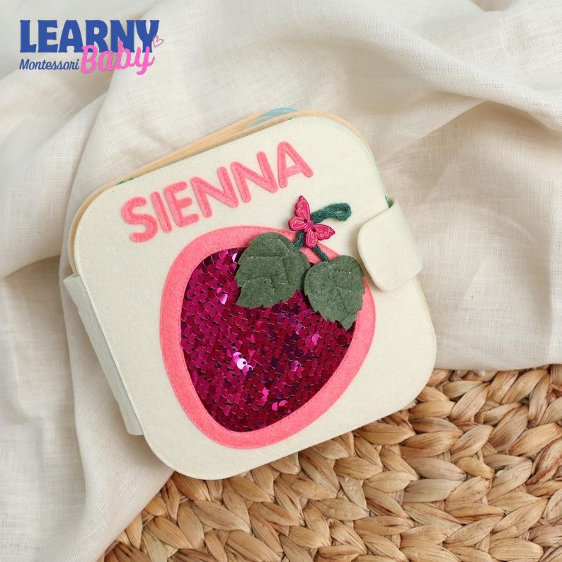 Custom Name Felt Quiet Book for Baby, Handmade Busy Book, Montessori Toddler Activity Book, Personalized Baby Shower Gift QBLB58