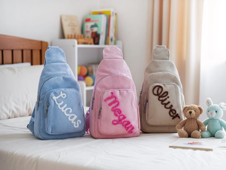 Custom Name Toddler Purse : Soft Corduroy Mini Sling Bag, Gift for Boys & Girls