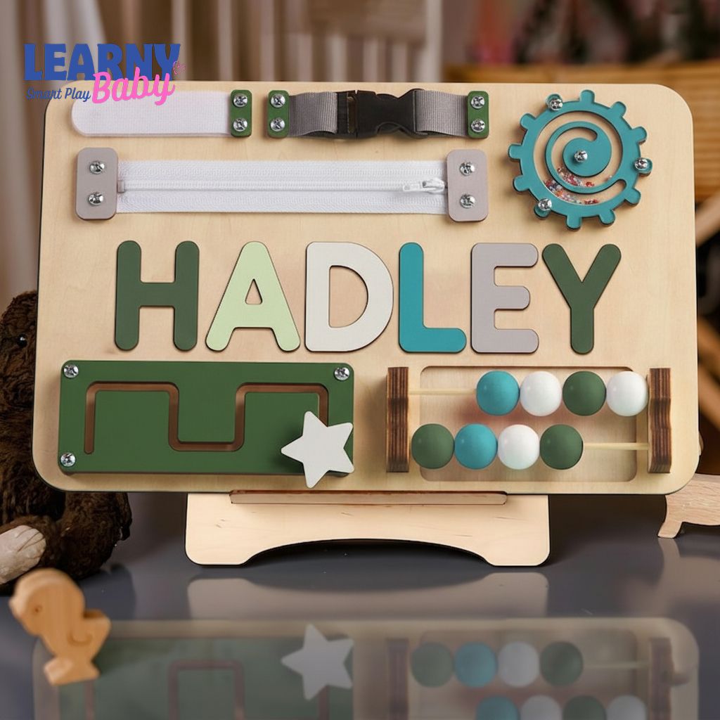 Montessori Toys, Personalized Baby Busy Board, Custom Name Puzzle, Gift for Boy or Girl, First Birthday Gift, Baby Shower, Gifts For Kids BBLB10
