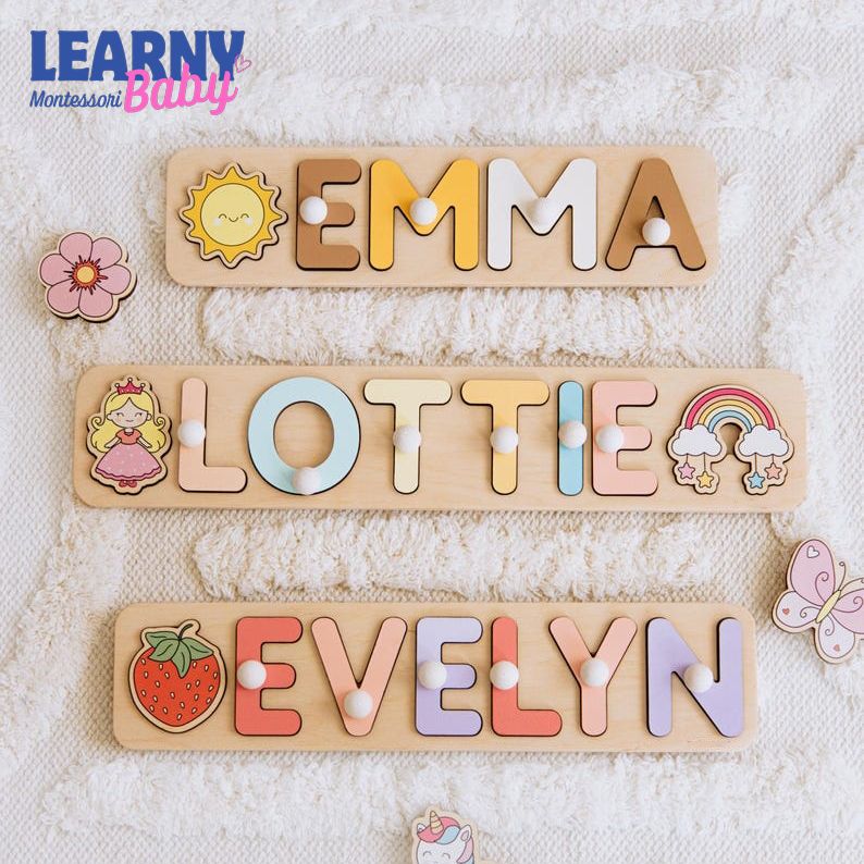 Wooden Name Puzzle. Personalized Name Puzzle. Custom Gifts for Kids. New Baby Gift. Baby Girl Nursery Decor. Nephew Gift. Baby Keepsake. BBLB28