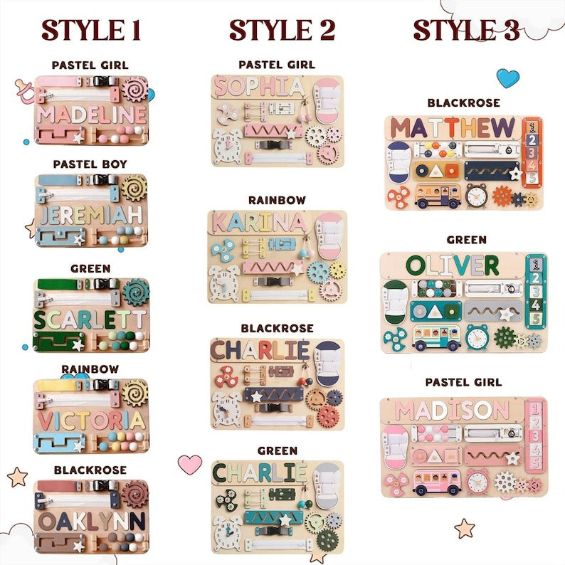 Montessori Toys, Personalized Baby Busy Board, Custom Name Puzzle, Gift for Boy or Girl, First Birthday Gift, Baby Shower, Gifts For Kids BBLB10